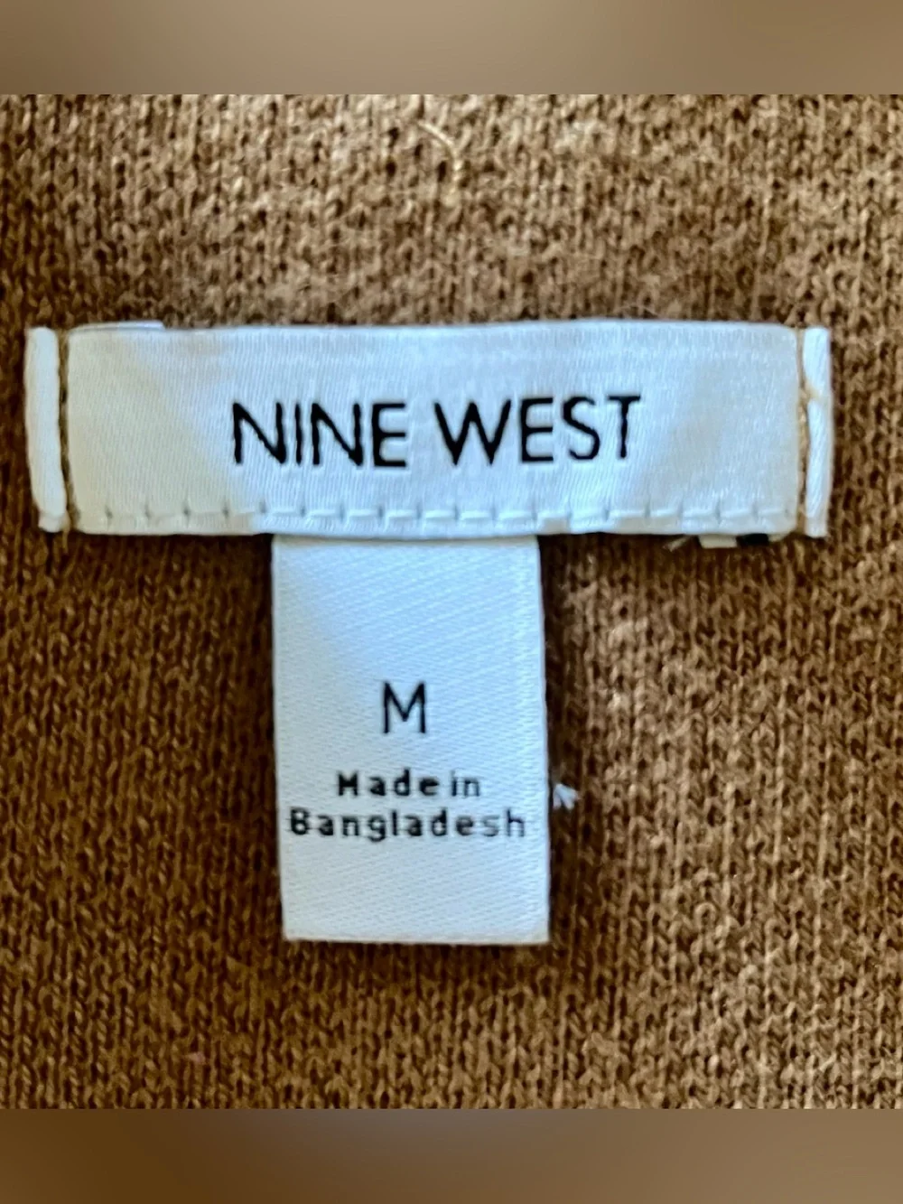 Nine West Camel Single-Button Sweater Jacket